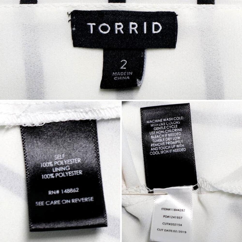 Torrid Size 2X Georgette Layer Blouse Swing Tank Stripe White Black - Picture 11 of 12